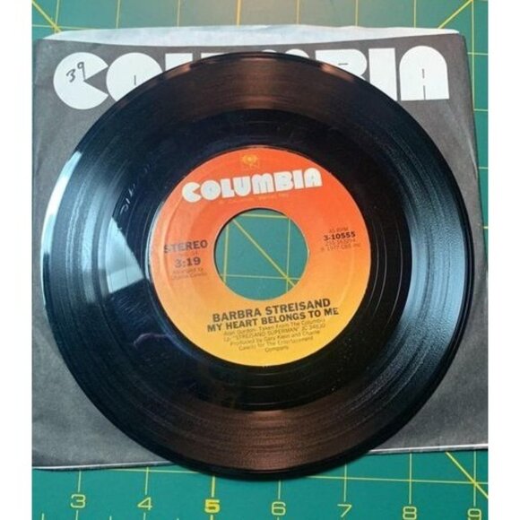 Barbra Streisand 45 RPM Record Columbia My Heart Belongs To Me & Answer Me Vinta - Picture 2 of 3